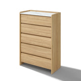 Modern Wood Storage Chest  with with Faux Marble Top,Oak