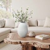Oval Antique White Vase, 12.8'' H