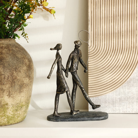 Couple walk resin tabletop decorative object