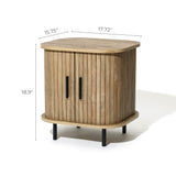 Aria oak finish nightstand with slatted sliding door