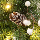 Pre-Lit Green Christmas Pine Tree with Wood Pot,3.9Ft