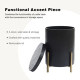 Black Side Table with Hidden Storage, 21.8'' H