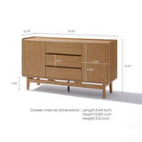 Eric Oak Finish Sideboard Storage Cabinet, 55" wide