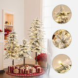 Pre-Lit Green Christmas Tree with Lights Faux Snow- Set of 3