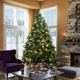 Pre-Lit Green Full  Pine Christmas Tree,7.5Ft