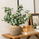 Rustic Golden Brown Round Terracotta Vase,10.4''