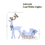 Christmas Sleigh Reindeer Holiday Decor with Lights,Set of 3