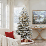 Pre-Lit Artificial Snow-Flocked Christmas Tree, 7.5ft