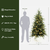 Pre-Lit Green Artificial Christmas Tree with Potted, 6.9Ft
