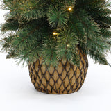 Pre-Lit Green Full Christmas Tree Potted,3.9Ft
