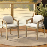 Acacia Wood Outdoor Accent Chair with Cushion