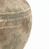 Rustic Gray and White Round Terracotta Vase,11.81''