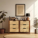 Modern Wood Storage Horizontal Dresser with 6-Drawer,Walnut