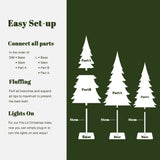 Pre-Lit Green Christmas Tree with Lights Faux Snow- Set of 3