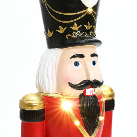 Traditional nutcracker soldier in red with lights, 3ft tall