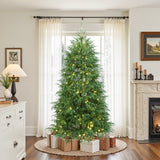 Pre-Lit Green Artificial Cedar Christmas Tree with Stand, 7ft