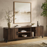 Leo Dark Walnut Finish Manufactured Wood TV Console Cabinet, 70"W