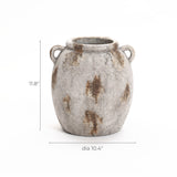 Mottled rustic Terracotta jug vase with 2 handles, 11.8"