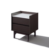 Modi Wenge Nightstand End Table with Faux Marble Top, 19"