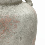 Rustic Gray & Brown Round Terracotta Vase with Handles,13.4''