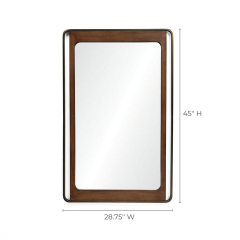 Chiara metal frame wood accent rectangular wall mirror