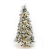 Pre-Lit Branches Snowy Christmas Tree with Stand,6.5Ft