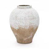 Rustic Vintage Terracotta Vase White & Brown Accent, 11"