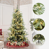 Pre-Lit Snowy Branches Fir Christmas Tree with Stand,6.5Ft