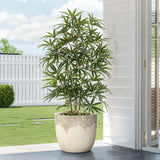 Antique Travertine Tapered Round Planter,Off-White,15.75''