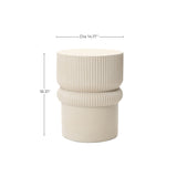 Beige Fluted Outdoor Side Table for Patio, 18.3'' H