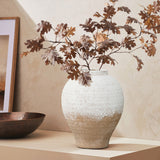 Rustic Vintage Terracotta Vase White & Brown Accent, 11"