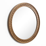 Round Mirror, Farmhouse Wooden Decorative Mirrors for Wall, 25.8''