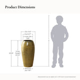 Olive Green with Brown Ceramic Tall Round Planter，23''