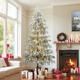 Pre-Lit Snowy Slim Artificial Cedar Christmas Tree, 7.5ft