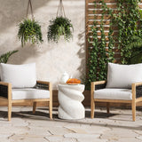 Distressed MgO Round Spiral Outdoor Patio side Table, 16.1"