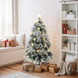 Pre-Lit Flocked Fiber Optic Christmas Tree,5ft