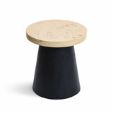 Black Side Table with Light Wood Finish Top, 19'' H