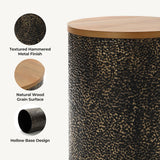 Metal Side Table with Black and Gold Hammered Iron Base