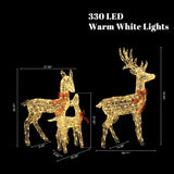Holiday Deer Decoration with Timer and Lights, Set of 3