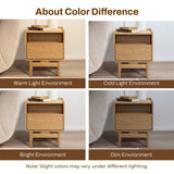 Eric oak finish nightstand with drawer, 22.64"h