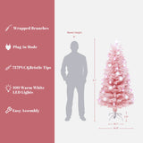Pre-Lit Pink Flocked Fiber Christmas Tree ,6ft