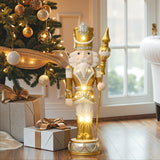 Christmas Soldier Nutcracker in Silver & Gold with Lights, 2 ft