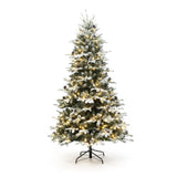 Pre-Lit Lightly Flocked Christmas Tree with Stand,7.5Ft