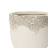 Antique Travertine Tapered Round Planter,Off-White,15.75''