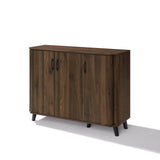 Leo Mid-Century Modern Dark Walnut Finish Wood Sideboard Cabinet, 45"W