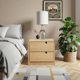 Mid-Century Nightstand Accent Table, White Oak 20.5" - Set of 2