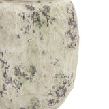 Old-World Distressed White Round Terracotta Vase,10''