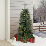 Pre-Lit Green Full Christmas Tree Potted,3.9Ft