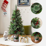 Pre-Lit Green Pine Christmas Tree with Potted,4Ft