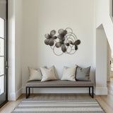 Dark Gray Abstract Floral Metal Wall Art Decor, 42"W